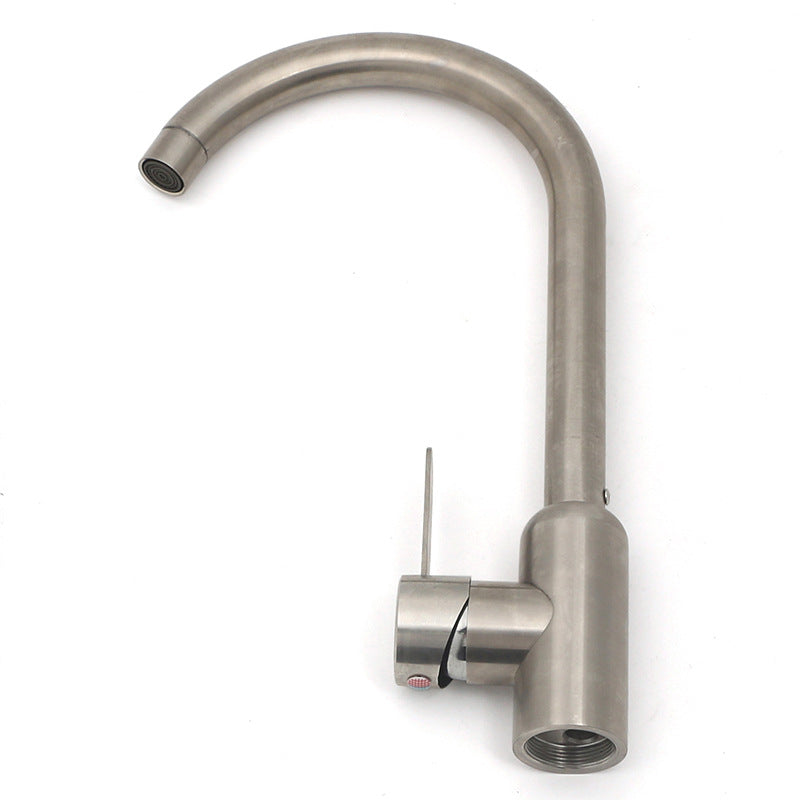 Factory direct sales vertical stainless steel brushed vegetable basin mainit at malamig na gripo kusina halo-halong tubig malaking curved faucet sink faucet