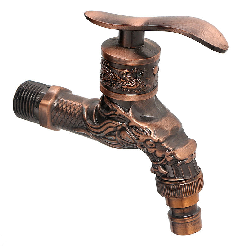 Customized na haluang metal na European style na antigong dragon na uri ng mabilis na bukas na washing machine faucet copper valve core mop pool faucet sa gripo sa dingding