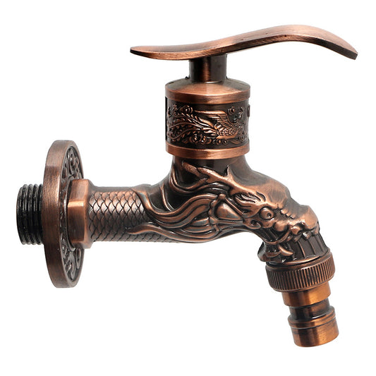 Customized na haluang metal na European style na antigong dragon na uri ng mabilis na bukas na washing machine faucet copper valve core mop pool faucet sa gripo sa dingding