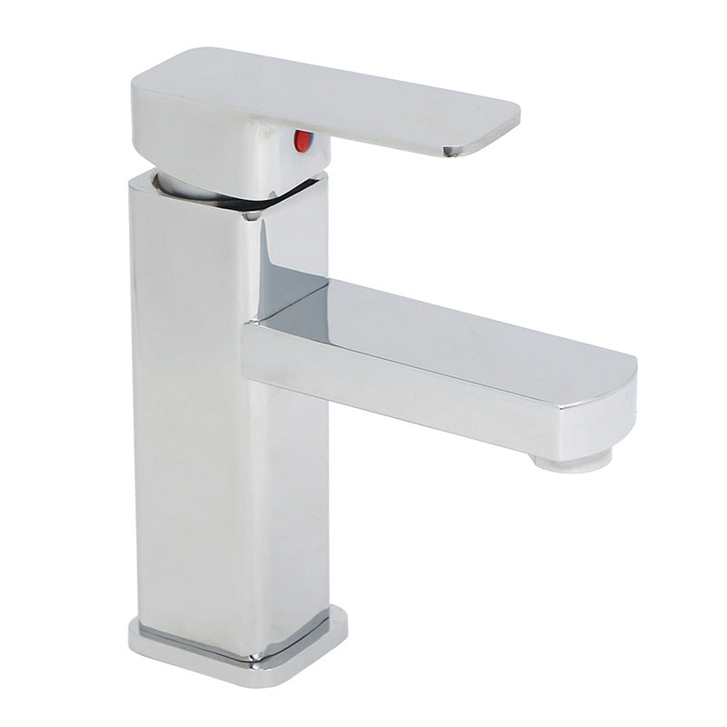 Tagagawa ng banyo zinc alloy electroplated square single hole mixer basin faucet mainit at malamig sa itaas ng table basin washbasin faucet