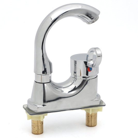 Moon-curved bench faucet double hole mainit at malamig na tubig basin gripo two-joint wash basin two-joint mixed faucet wholesale