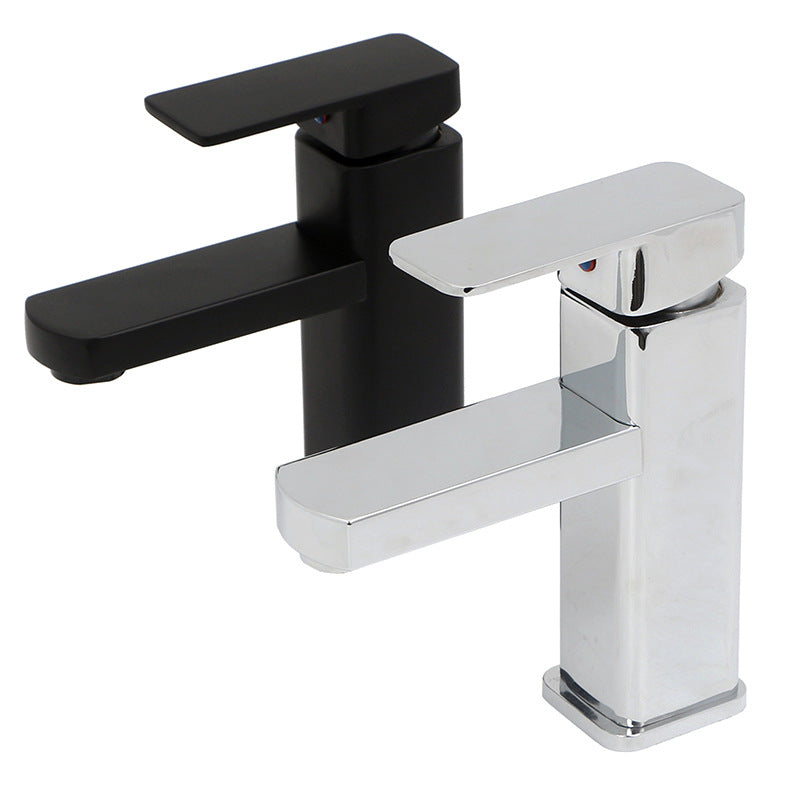 Tagagawa ng banyo zinc alloy electroplated square single hole mixer basin faucet mainit at malamig sa itaas ng table basin washbasin faucet