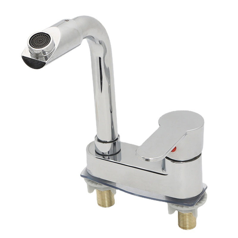 Korean version bench faucet two-joint washbasin valve bathroom washbasin faucet double-hole basin mainit at malamig na gripo