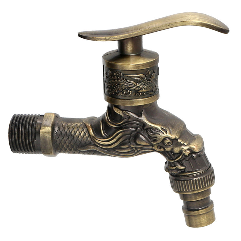 Customized na haluang metal na European style na antigong dragon na uri ng mabilis na bukas na washing machine faucet copper valve core mop pool faucet sa gripo sa dingding