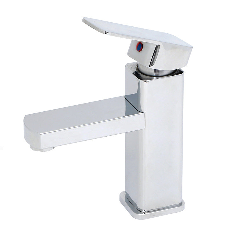 Tagagawa ng banyo zinc alloy electroplated square single hole mixer basin faucet mainit at malamig sa itaas ng table basin washbasin faucet