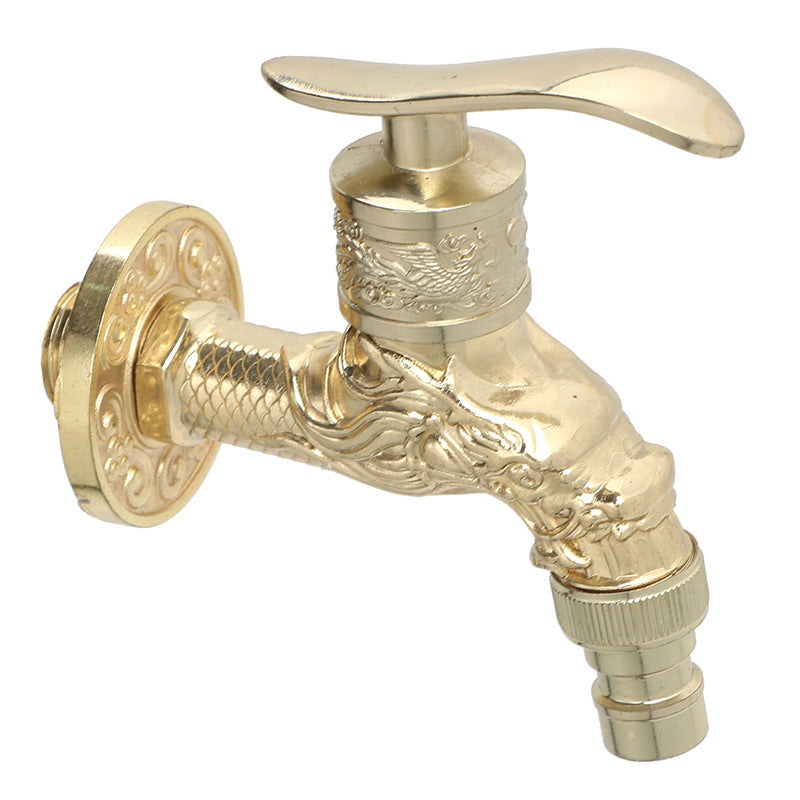 Customized na haluang metal na European style na antigong dragon na uri ng mabilis na bukas na washing machine faucet copper valve core mop pool faucet sa gripo sa dingding