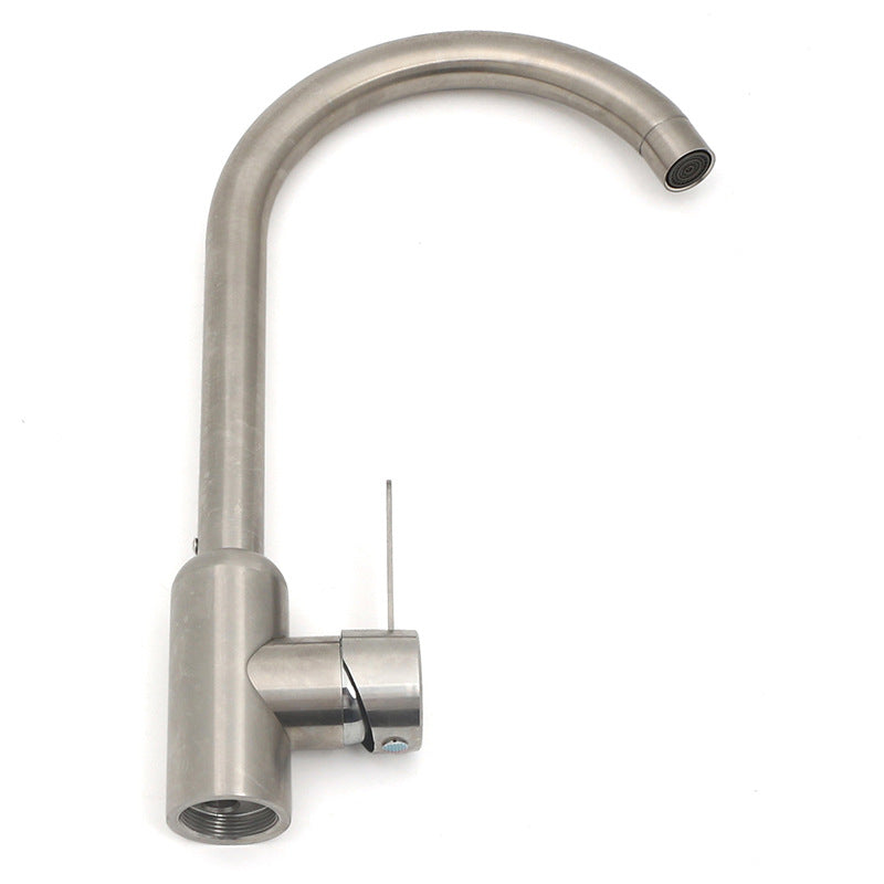 Factory direct sales vertical stainless steel brushed vegetable basin mainit at malamig na gripo kusina halo-halong tubig malaking curved faucet sink faucet