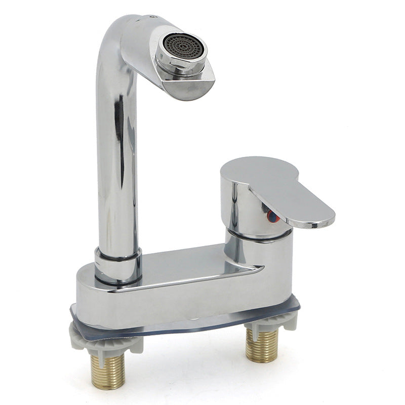 Korean version bench faucet two-joint washbasin valve bathroom washbasin faucet double-hole basin mainit at malamig na gripo