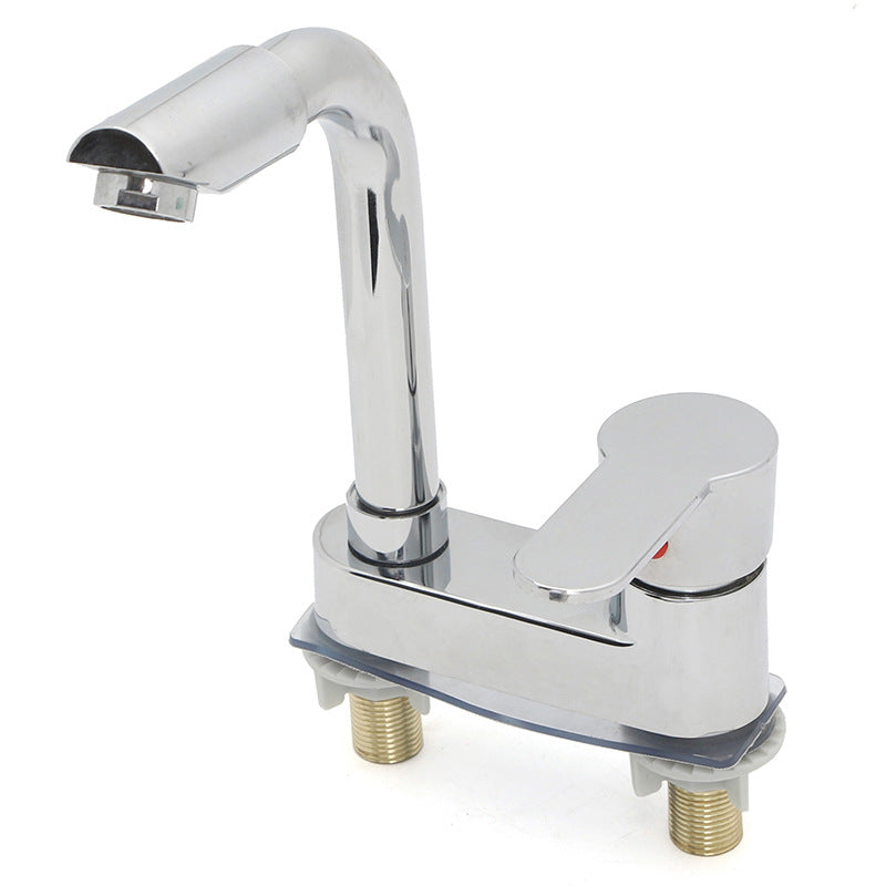 Korean version bench faucet two-joint washbasin valve bathroom washbasin faucet double-hole basin mainit at malamig na gripo